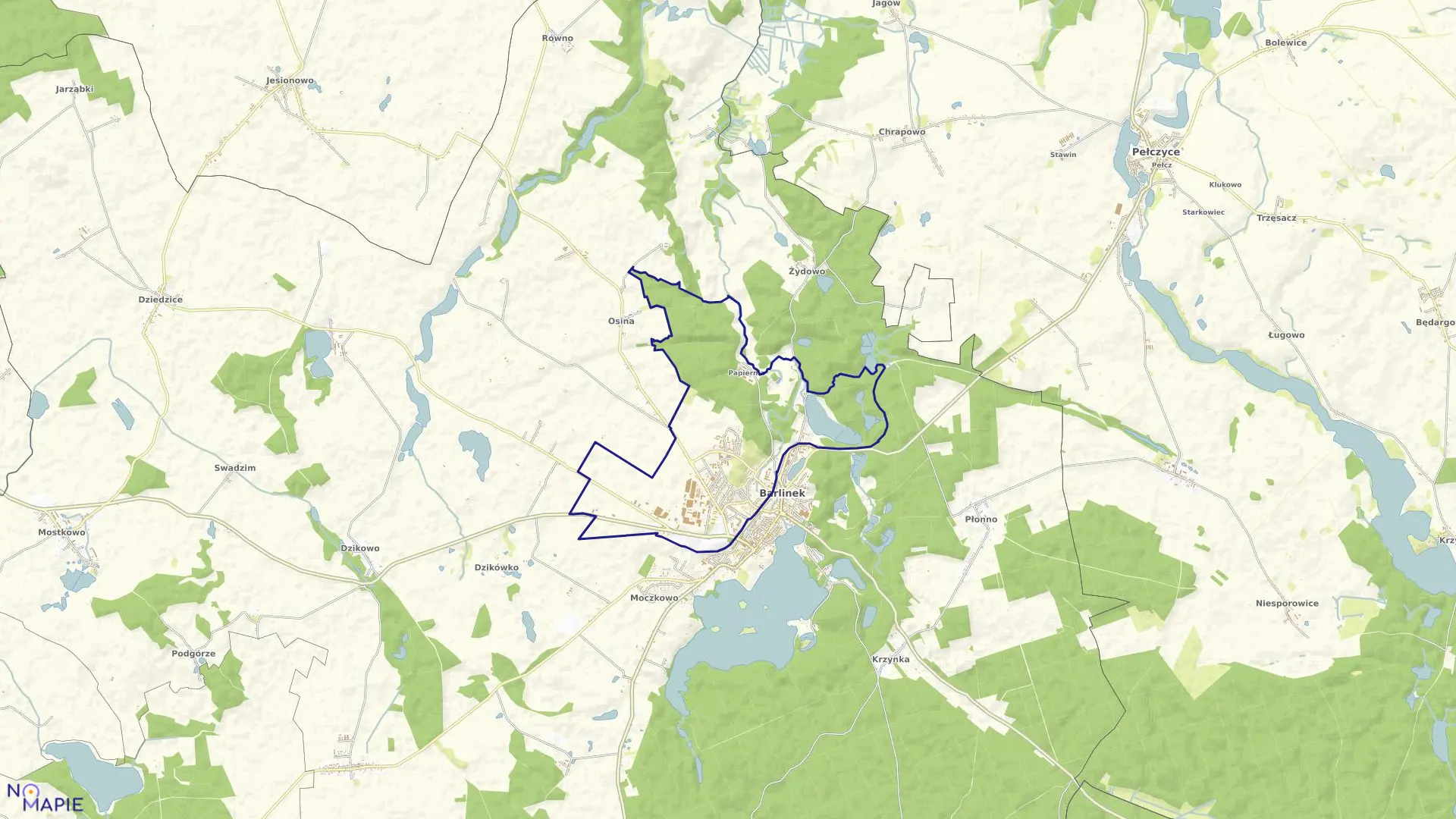 Mapa obrębu BARLINEK 1 w gminie Barlinek